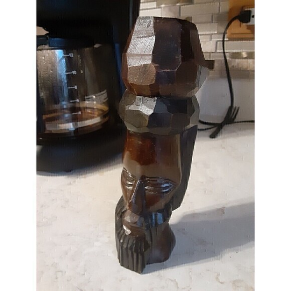 AFRICAN ART Rastafarian Jamaican Hand Carved wooden Man sculpture 8 inch tall - Picture 3 of 11